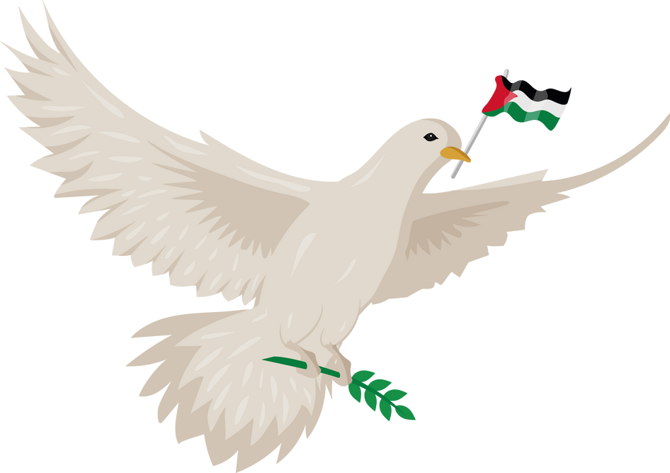 Palestine Peace Dove with Flag Illustration